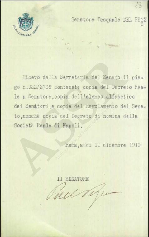 Receipt for receiving the Rulebook of the Senate